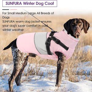 Dog Coat, XXXL Dog Jacket Winter with Harness Built in